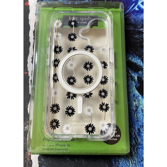 KATE SPADE Protective Case Magsafe IPHONE 16 Floral White Black Daisy - Picture 4 of 4